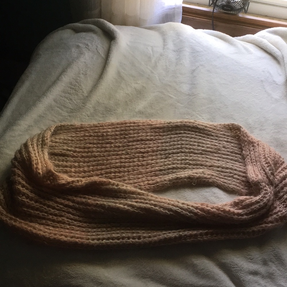 Pink knitted infinity scarf